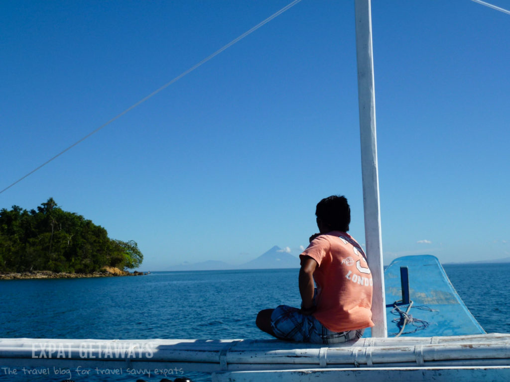 Enroute to our dive site with a clear day looking to Mt Mayon volcano